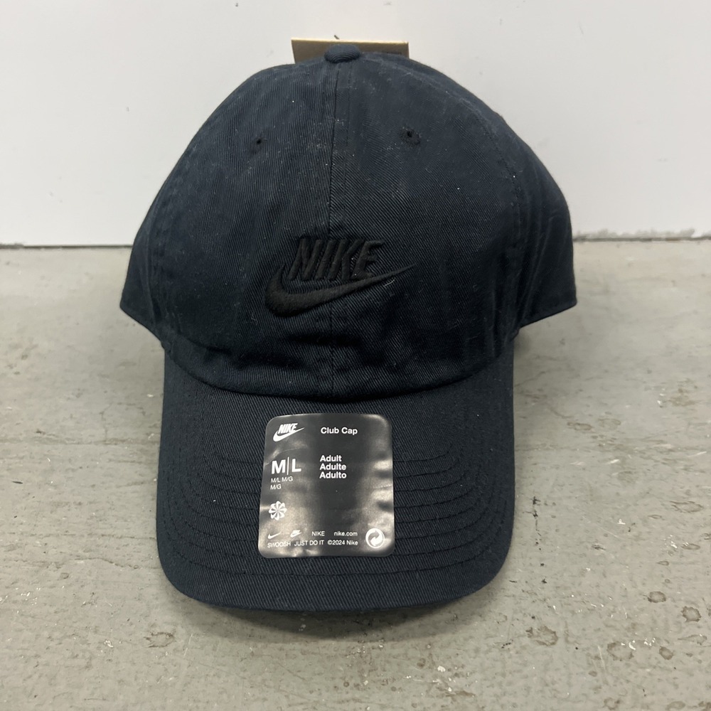 Nike Club Unstructured Futura Wash Cap Triple Black FB5368-010 Unisex M/L Casual